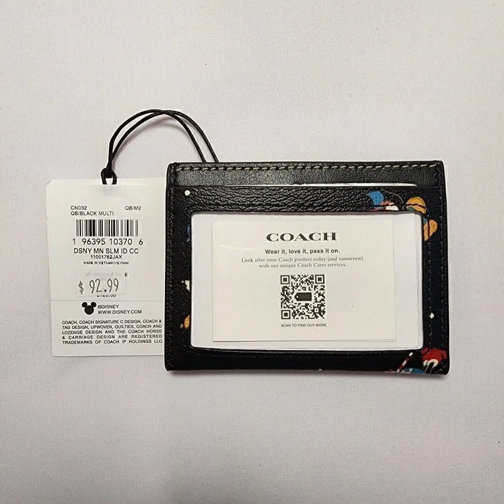 COACH CN032 DISNEY MINI SLIM ID CARD CASE BLACK MULTI Holiday